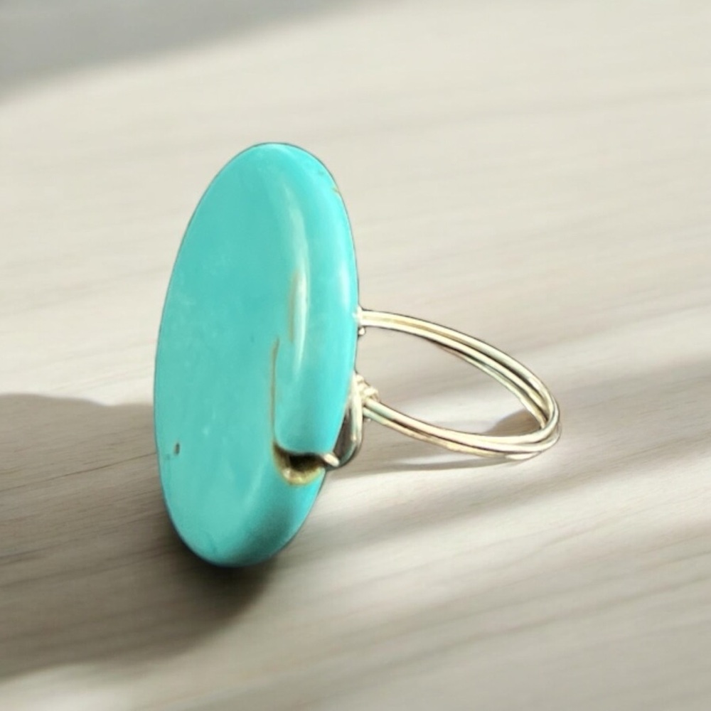 Statement Piece Silver Wire Wrapped Turquoise Ring